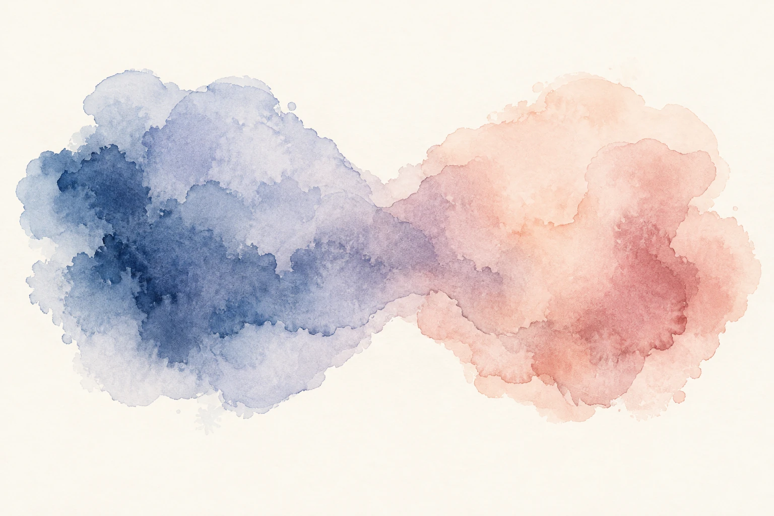 Zwei eigenständige blaue und roséfarbene Aquarellflächen gehen sanft ineinander über.